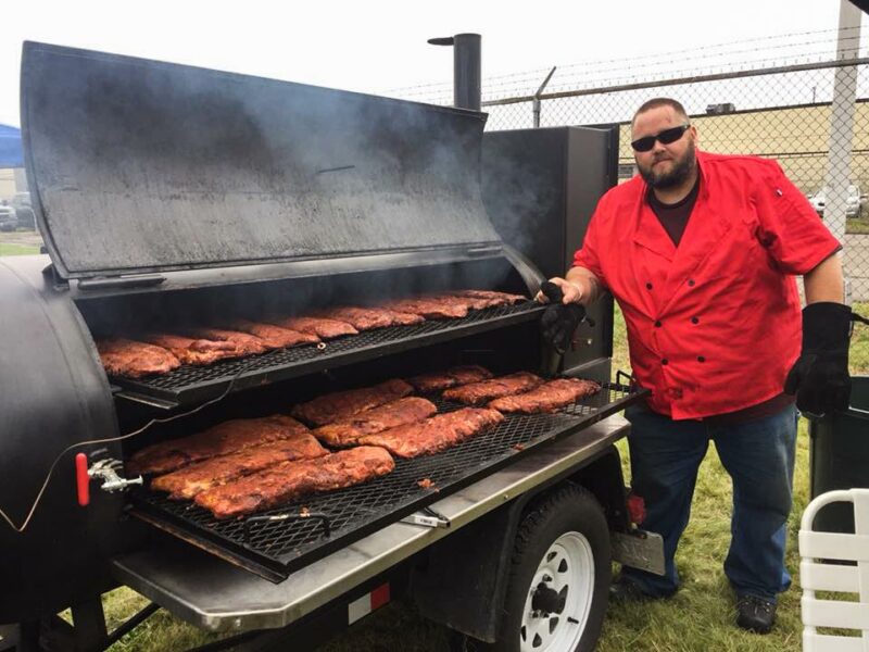 Pork Ribs on Meadow Creek TS250 Tank Smoker With Meadow Creek BBQ42 Chicken Cooker