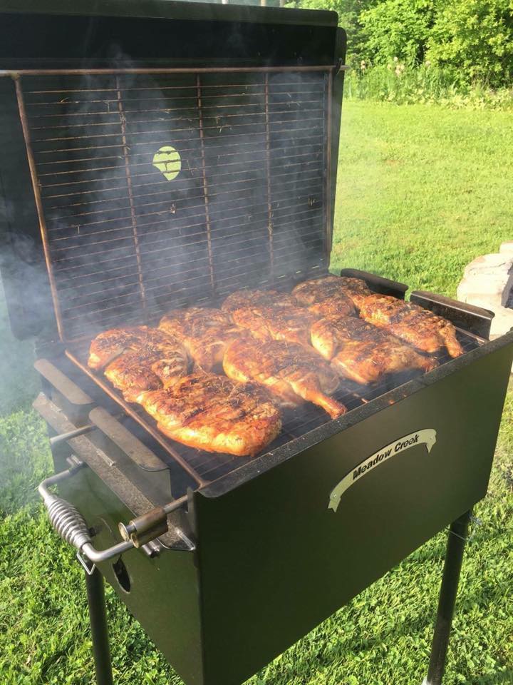 Grilled Chicken on Meadow Creek BBQ26S Chicken Cooker