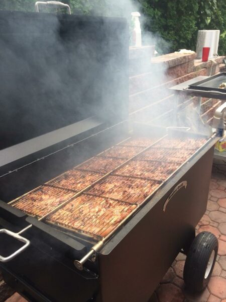 Cooking Chicken, Kabobs, Corn on the Cob, and Steaks on Meadow Creek BBQ42 Chicken Cooker