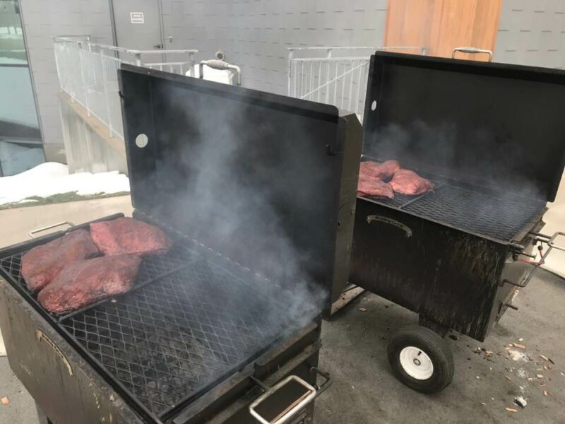 Smoking Briskets on Meadow Creek BBQ42 Chicken Cooker