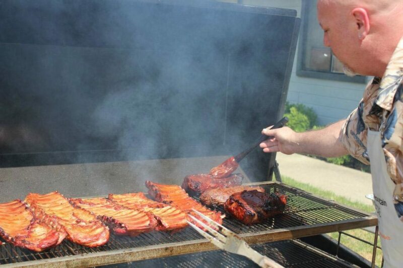 Smoking Pork Ribs on Meadow Creek PR60T Pig Roaster