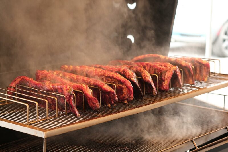 Smoked Pork Ribs on a Meadow Creek Pig Roaster