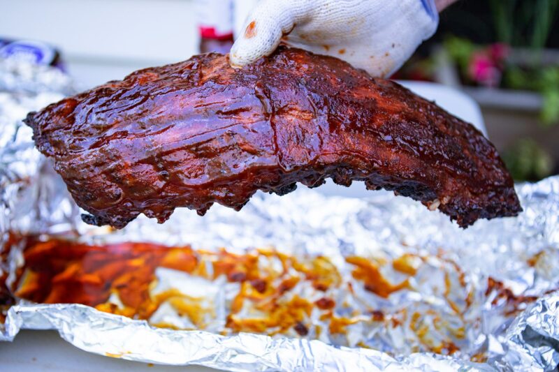 Unwrapping Smoked Baby Back Ribs