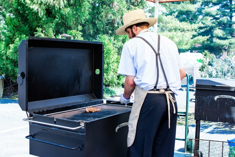 Steak on Meadow Creek BBQ42 Chicken Cooker