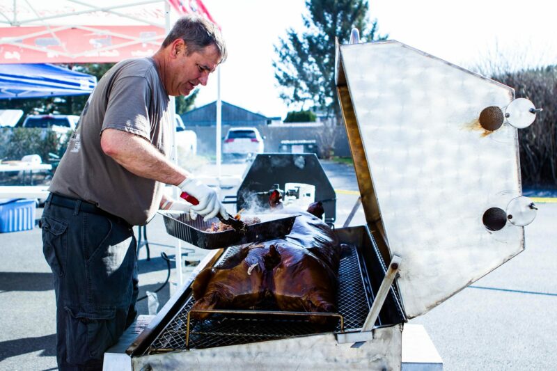 Whole Pig Cooked on a Meadow Creek Pig Roaster