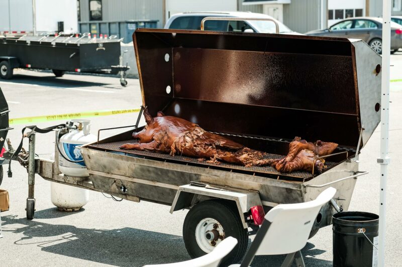 Whole Pig Cooked on a Meadow Creek Pig Roaster