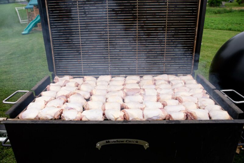 Chicken Thighs on Meadow Creek BBQ42 Chicken Cooker