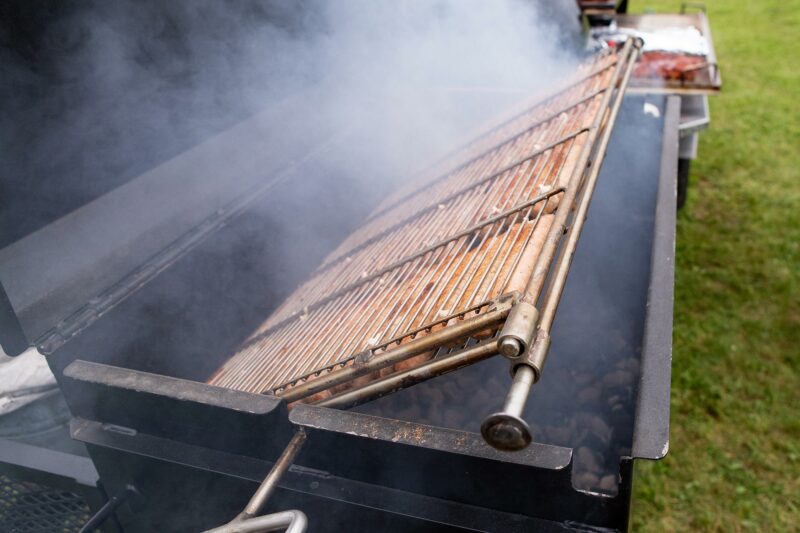 Sausages on Meadow Creek BBQ42 Chicken Smoker Grate