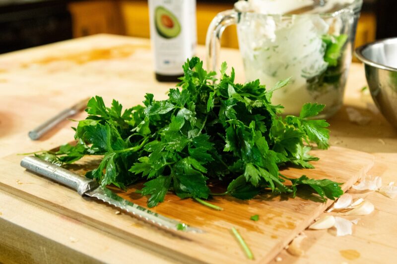 Prepping Jalapeño Cilantro Sauce