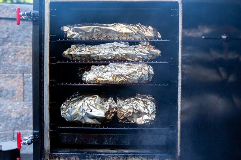 Wrapped Briskets, Pork Butts and Baby Back Ribs on Meadow Creek BX25 Box Smoker