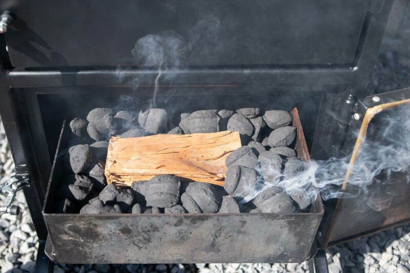 Firebox Charcoal on Meadow Creek BX25 Box Smoker